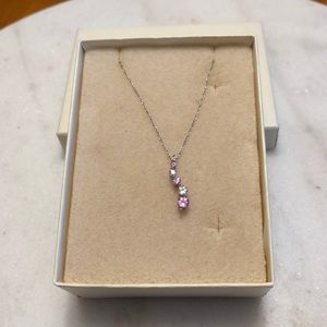 10k white gold, pink and white sapphire necklace